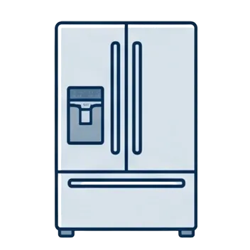 Illustration of a French-door refrigerator